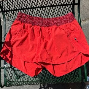 Women’s Red Active Skort Shorts with Printed Waistband